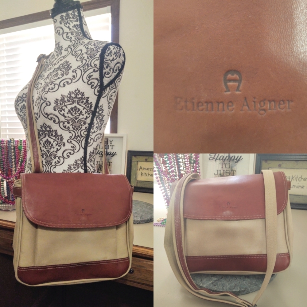 Vintage Etienne Aigner Leather Trim Crossbody
